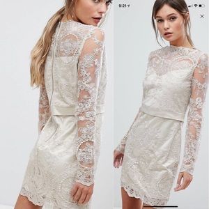 ASOS silver  embroidered lace dress